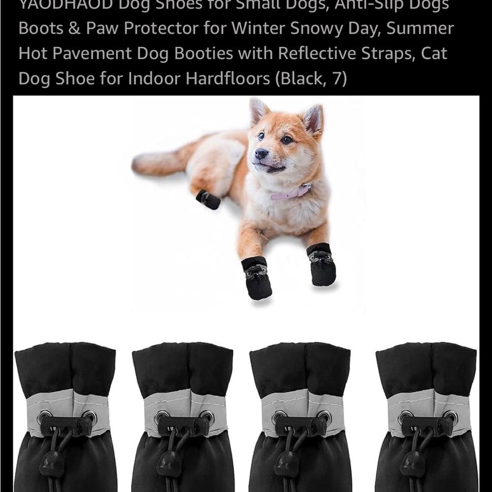 Black Dog Boots with Reflective Straps
